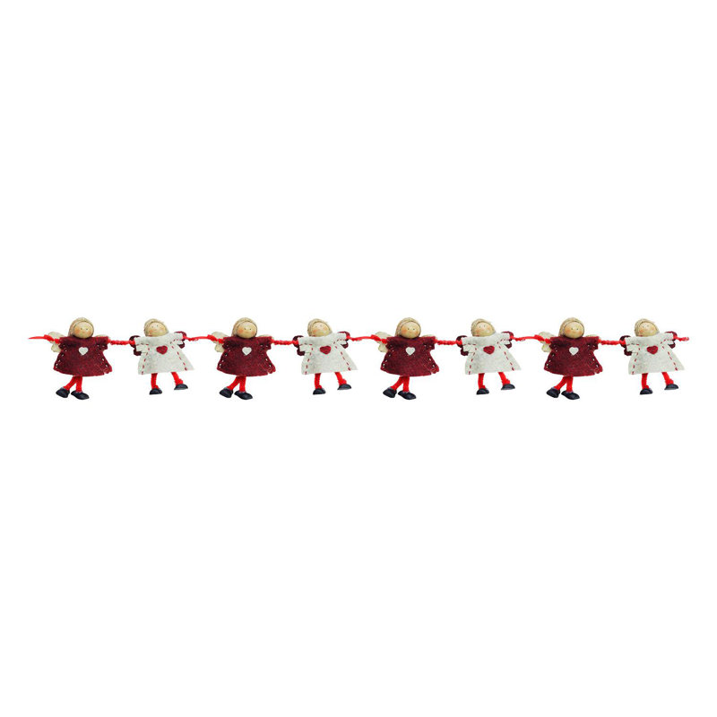 Guirlande de Noël 4 "x 26" ange rouge et beige