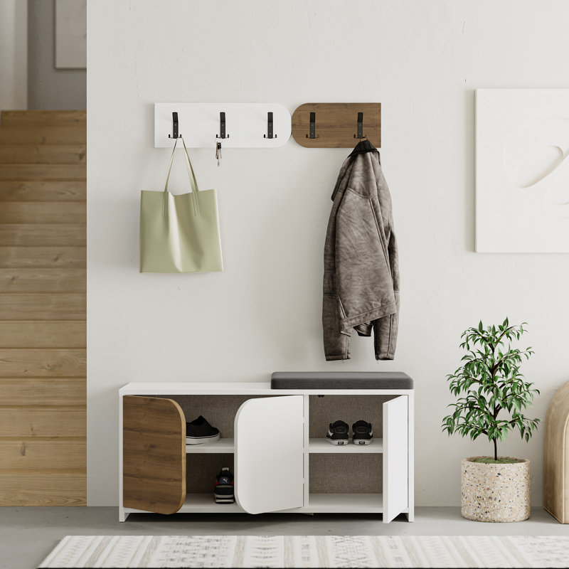 8 Pair Shoe Storage Cabinet, White/Hitit