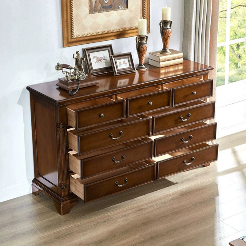 Commodes et commodes rectangulaires en bois manufacturé et brun noisette