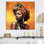 Femme jaune jaune, peinture «I», art mural africain