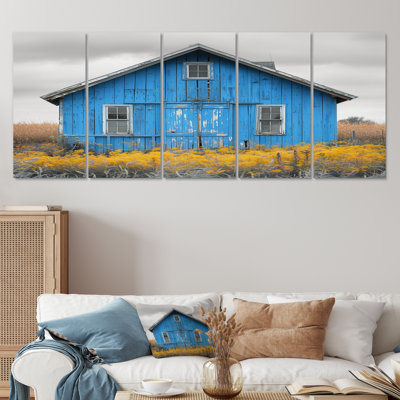 Blue Grey Autumn Tranquil Barn - Ensemble de décoration murale grange