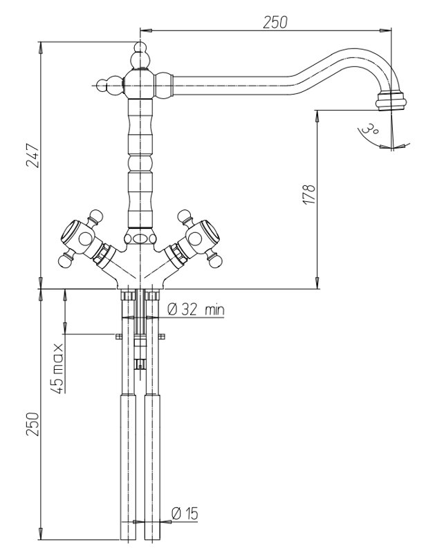 Buckingham Twin Lever , Brushed Nickel
