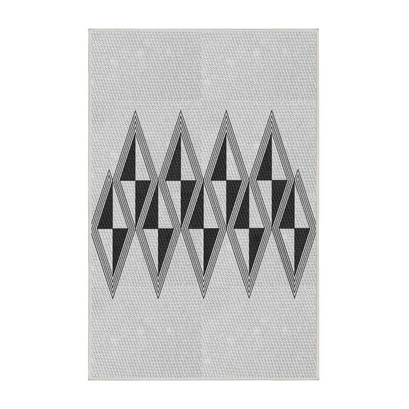 Tapis décoratif géométrique noir Rockhampton, Rectangle 7 pi x 9 pi