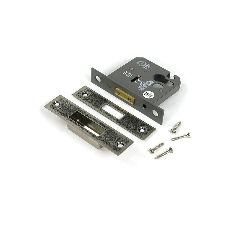 Polished Chrome 3" Euro Profile Dead Lock, Pewter Patina