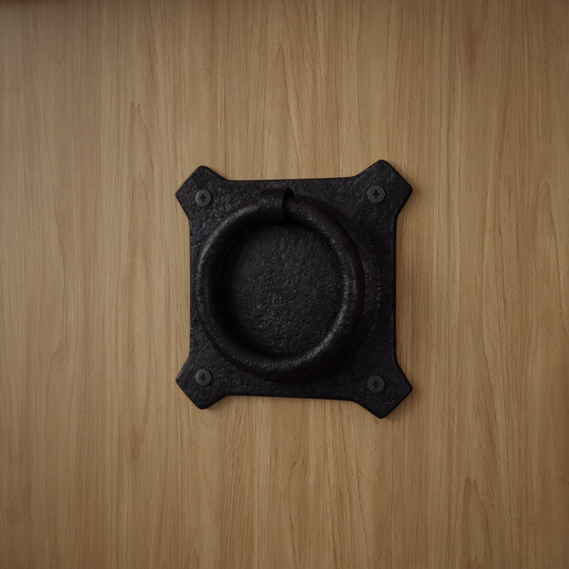 Black Wrought Iron Ring Cabinet Pulls with Mounting Hardware
