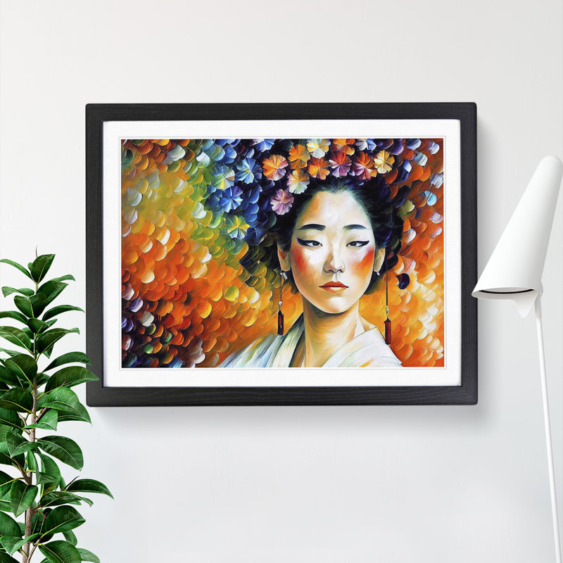 Shimmering Geisha Vol.4 Abstract - Single Picture Frame Painting, 46cm H x 64cm W x 2cm D, Black