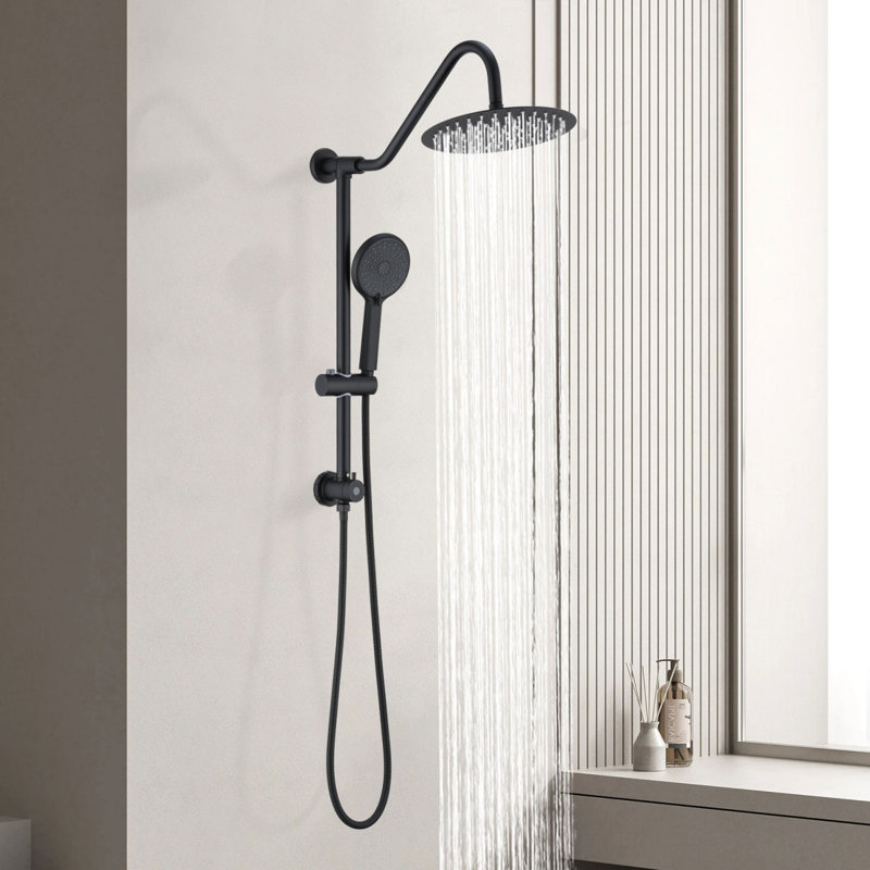 Pomme de douche avec système de douche à main avec pomme de douche à pluie 10 po, Noir mat