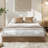 Wood Platform Bed Frame with Fluted Design, Low Profile Minimalist Bed Base, Noise‑Free & No Box Spring-1443990914-1443990915