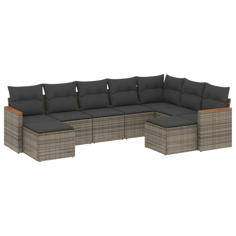 Ensemble de canapé de jardin en polyester thermolaqué en rotin PE Vidaxl