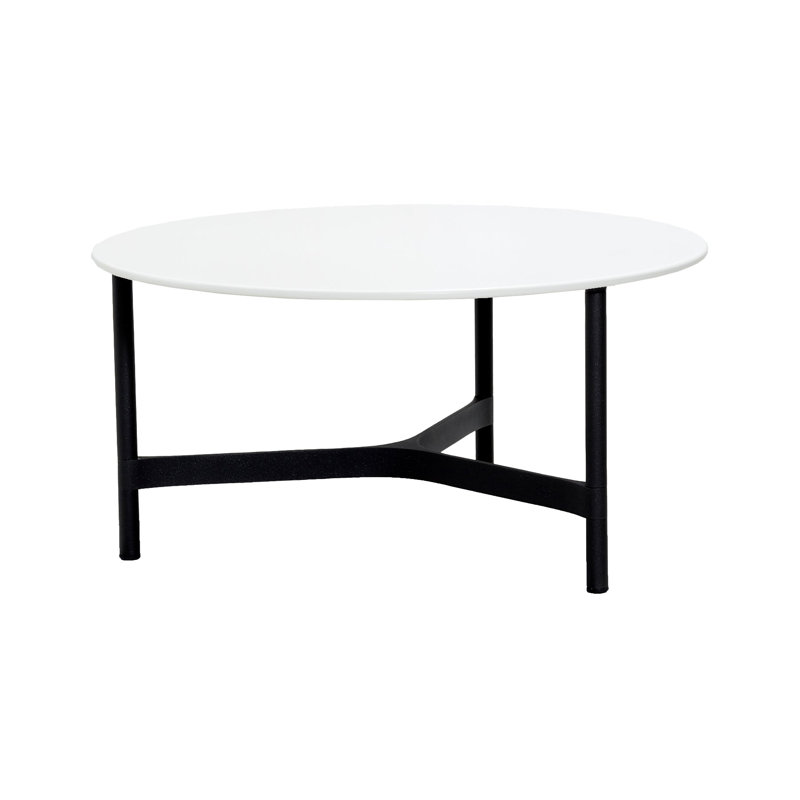 Twist Outdoor Round Coffee Table, Cane-line HI-Core White, 35.5", Lava Gray