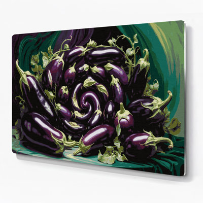 Vegetables Eggplant Globe Purple Metal Wall Art