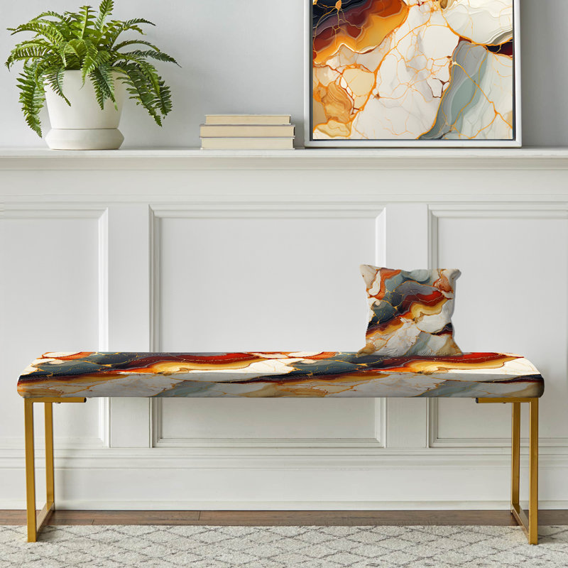 Beauty Marble Motif I - Banc rembourré en marbre doré