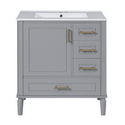 30" Bathroom Vanity With Ceramic Top