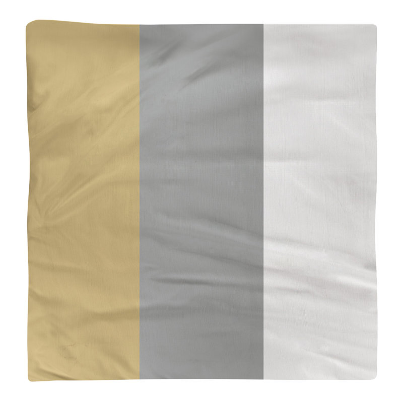 Striped Square Napkin, Gold/Gray/White, 10" H x 10" W x 0.25" D, Poly Twill