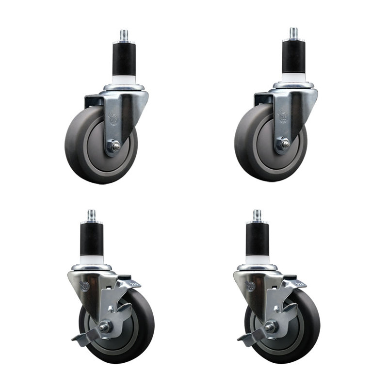 Ensemble de roulettes extensibles en caoutchouc de 4 po à 4 po SCC