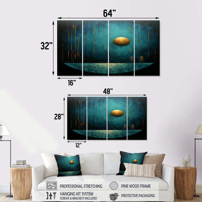 Zaylee - Space Landscapes Wall Art Decor Set 4 Piece, 28" H x 48" W