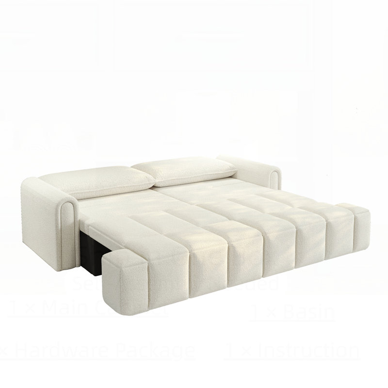 Canapé convertible 3 en 1 avec sièges profonds, rangement caché et roulettes à roulement en douceur pour des espaces de vie polyvalents