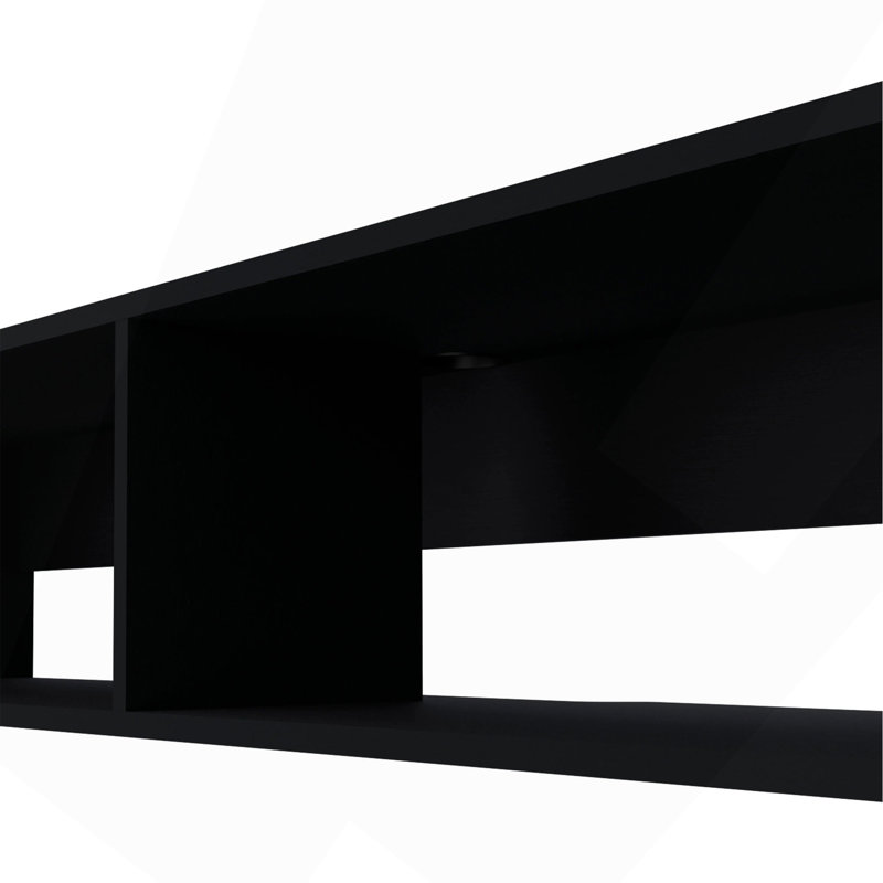 Meuble télé avec 2 tablettes, Noir