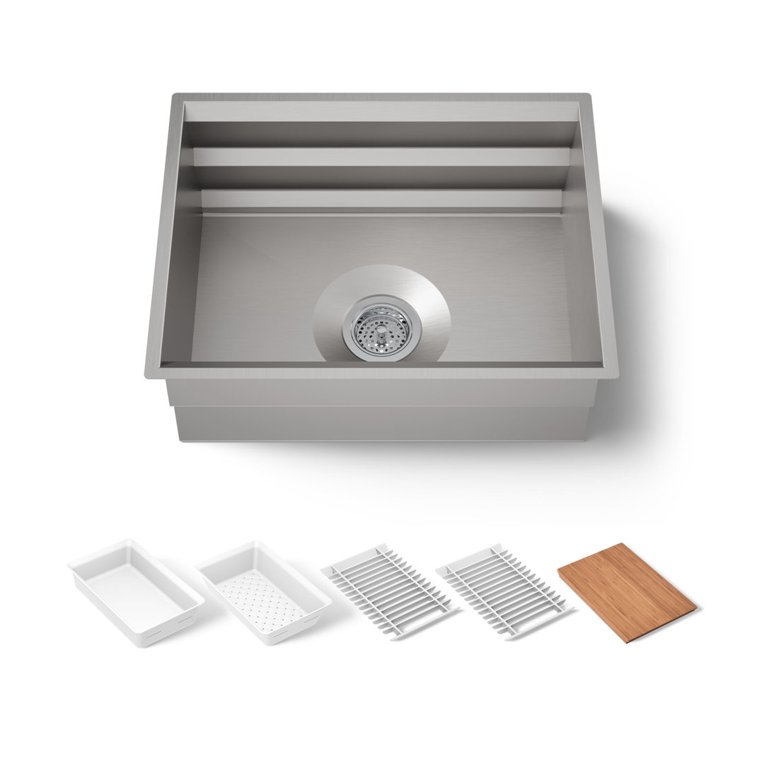 Prolific 23" x 17-3/4" x 10" Under-Mount Single-Bowl Kitchen Sink with Accessories Kohler
