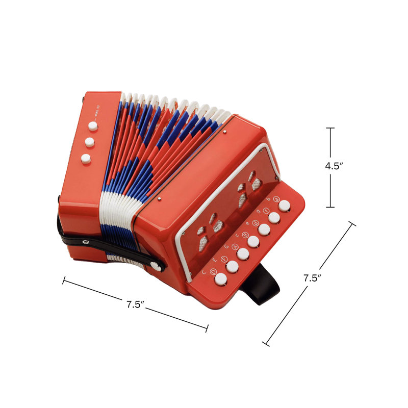  Hey Play Kids Accordion With 10 Key Buttons, Red