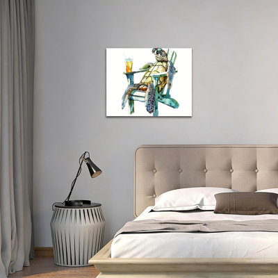«White Funny Sea Turtle», affiche sur toile 20 x 16 po