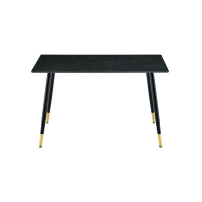Modern Rectangular Dining Table, Premium Sintered Stone Tabletop With Sturdy Metal Base, Heat-Resistant & Scratch-Resistant Kitchen And Dining Room Ta