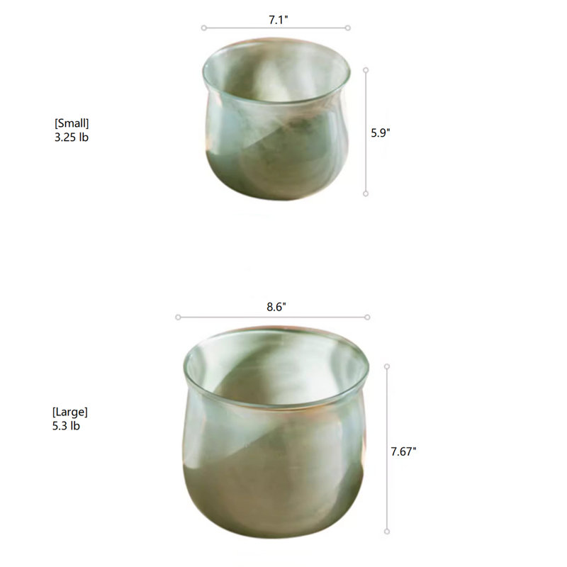 Sighrith Handmade Glass Table Vase, 5.9" H x 7.1" W x 7.1" D