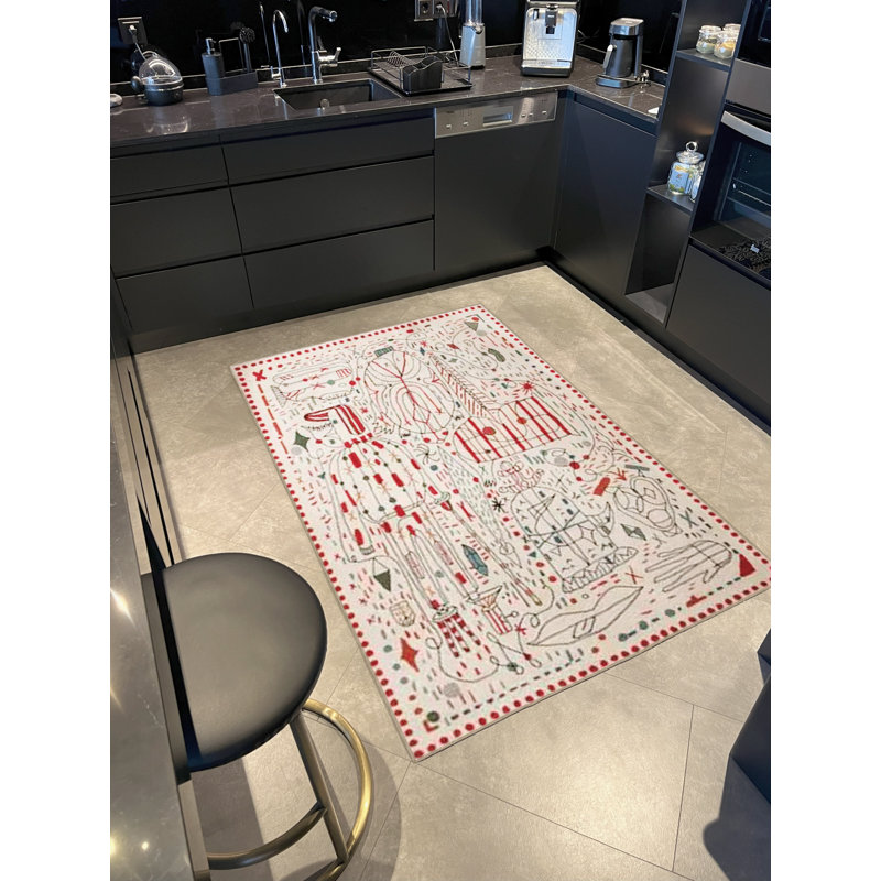 Multicolor Abstract Figure Pattern Modern Decorative Rug, Runner 3'3.37" x 6'6.74"