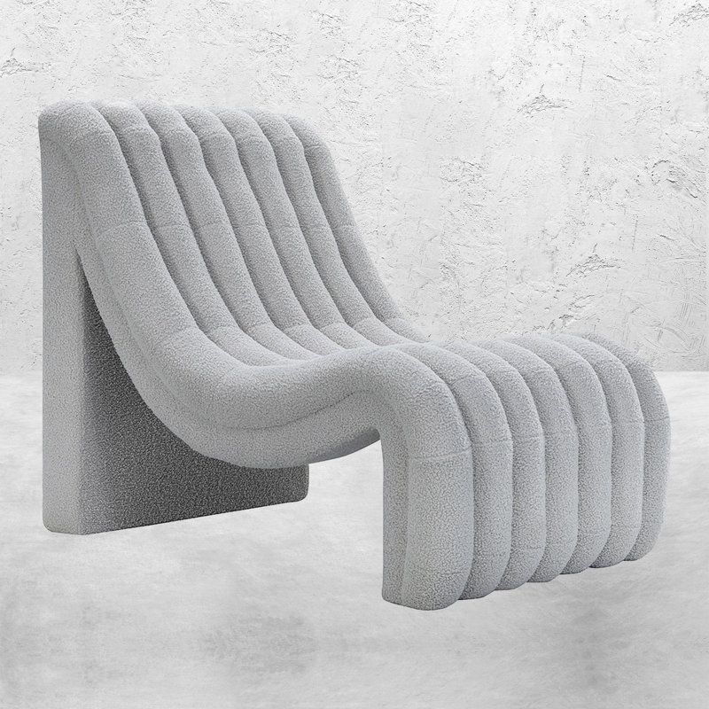 Chaise Chichi en chenille martelée, Mélange de polyester gris