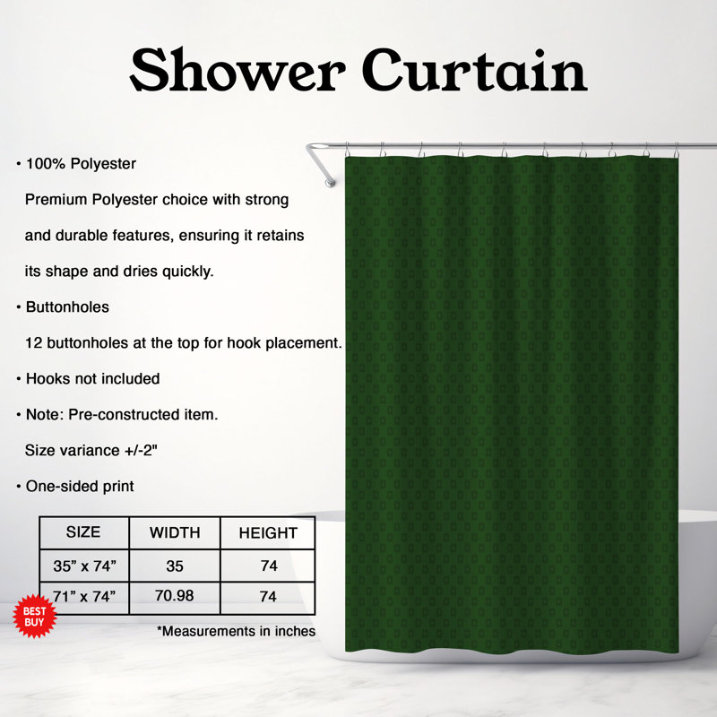 Rideau de douche Comfy Citrus - Premium, H 74 po x l 35 po, Vert foncé
