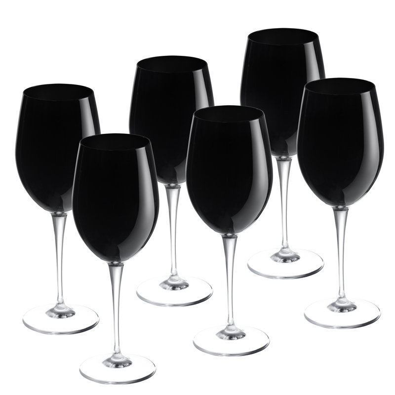 6 pièces 11 oz. Ensemble de verres à vin blanc sans plomb, Noir, 14