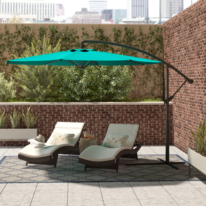 Parasol en porte-à-faux 9 pi 6 po Akosha, Bleu turquoise