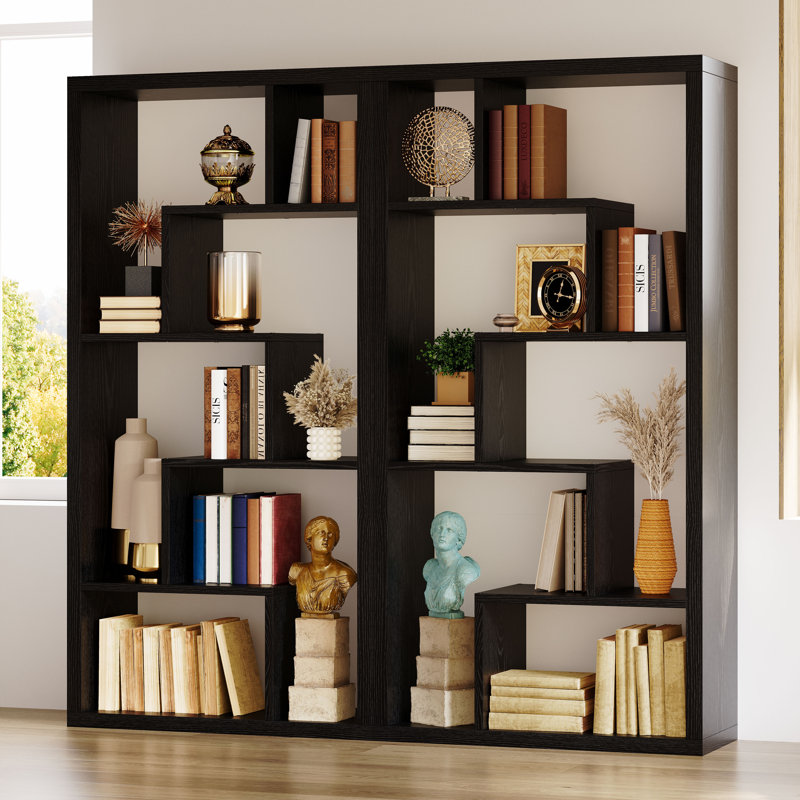 6 Cube Storage Bookcase, Open Shelf Simple Compartment Bookshelf, Use Horizontally, Use Vertically, Use Upside Down, Black