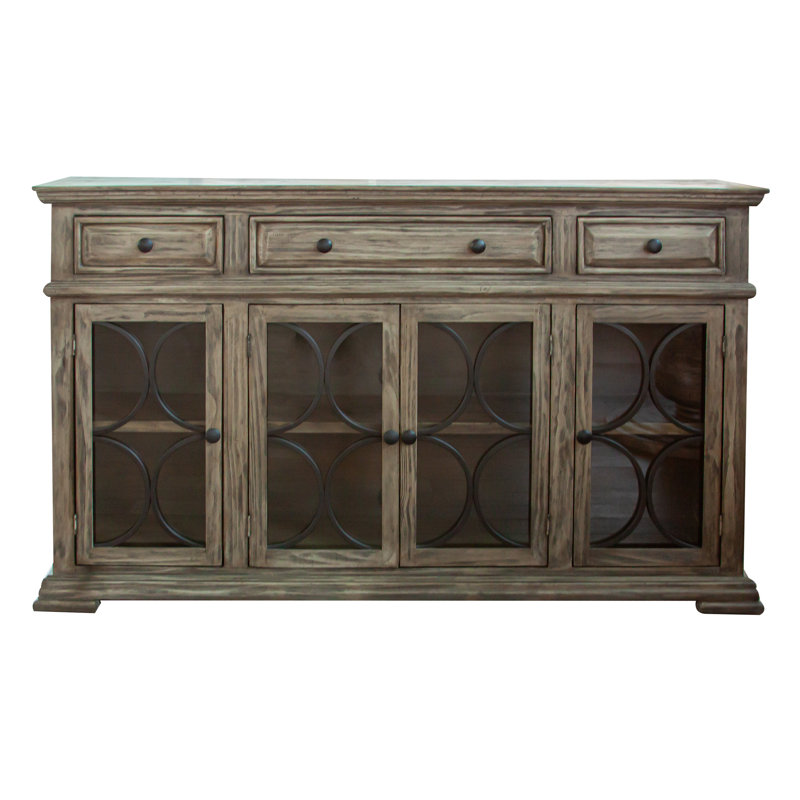 Lina Console With 4 Glass Doors With 3 Drawers