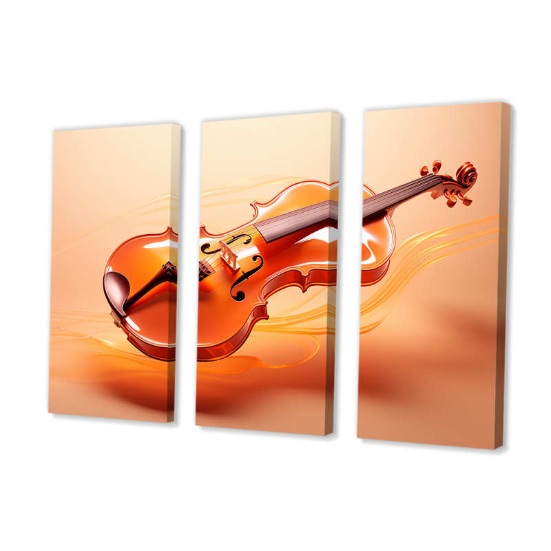 «Vibrant Violin Auburn Elegance IV», ensemble d'art mural sur toile, H 28 po x l 36 po x P 1 po