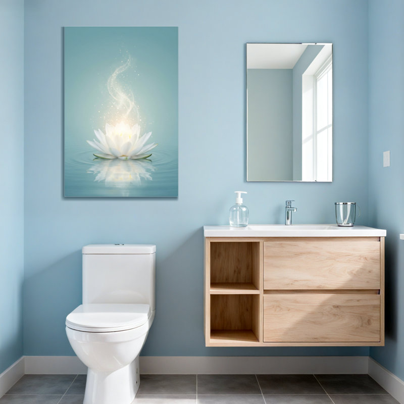 Fleur de lotus blanche abstraite avec lumière scintillante, H 24 po x l 16 po