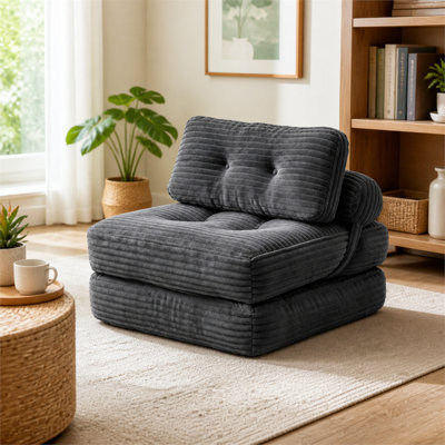 Skin-friendly fabric convertible folding sofa chair featuring an integrated backrest and cushion; a portable sofa bed suitable for the living room or bedroom.
