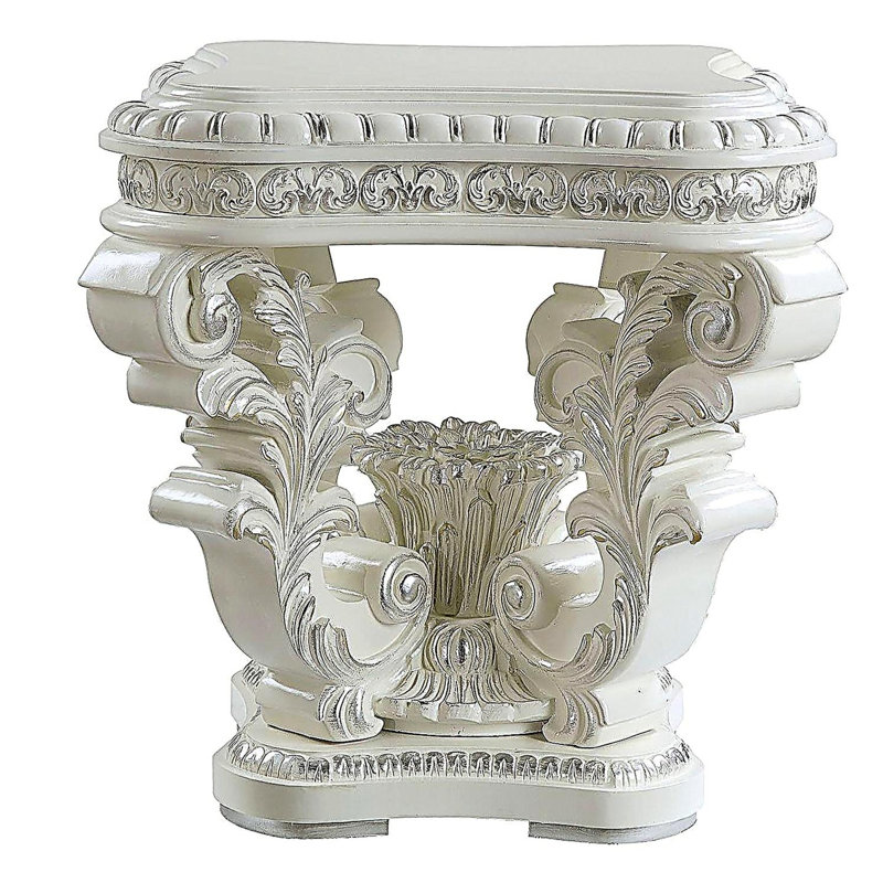 Table de bout carrée blanche antique