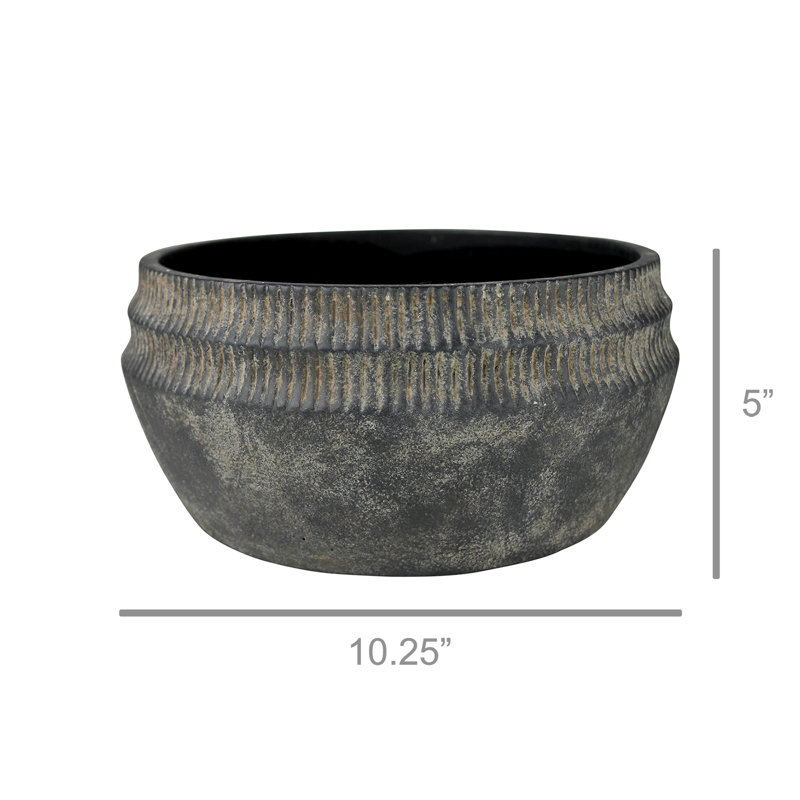 Pot à fleurs Koven Grey Tribal, H 5 po x l 10,25 po x P 10,25 po