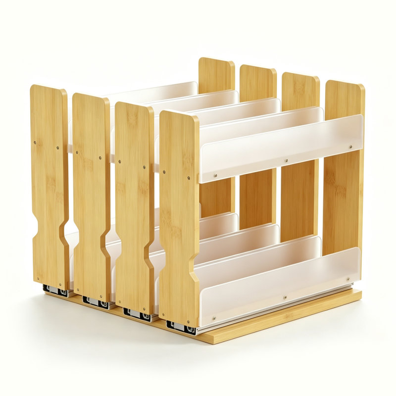 Support à épices en bambou coulissant, organisateur d'assaisonnements coulissant robuste, rangement vertical pour armoires de cuisine et garde-manger