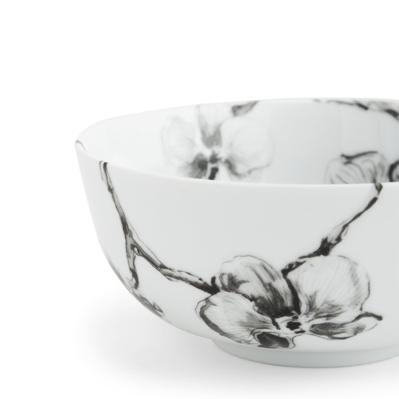 Black Orchid Handmade Porcelain Cereal Bowl