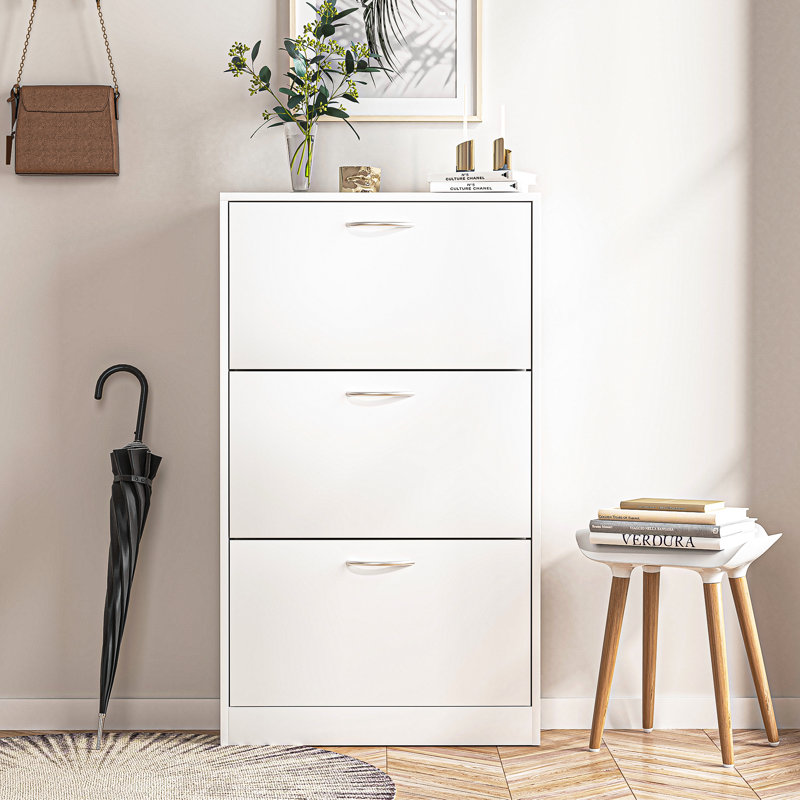 Armoire de rangement pour chaussures 9 paires Emelle, Blanc