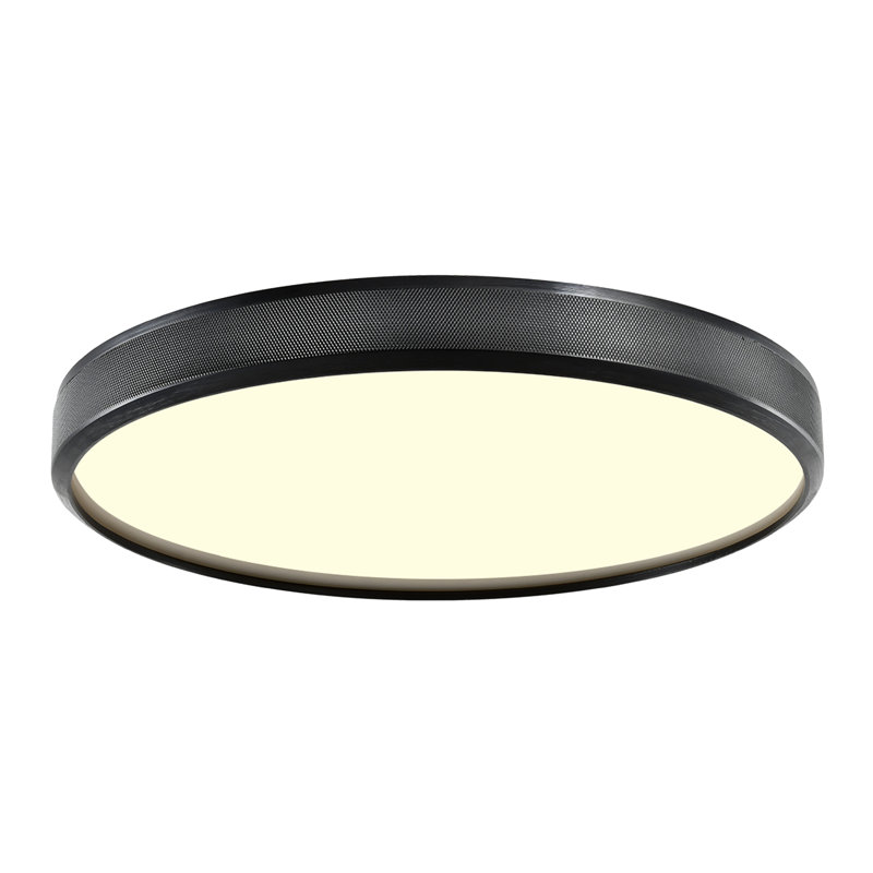 12" LED 3CCT Luxury Braided Knurl Polished Nickel Ceiling Flush Mount Light, Satin Brushed Black, 2" H x 12" W x 12" D