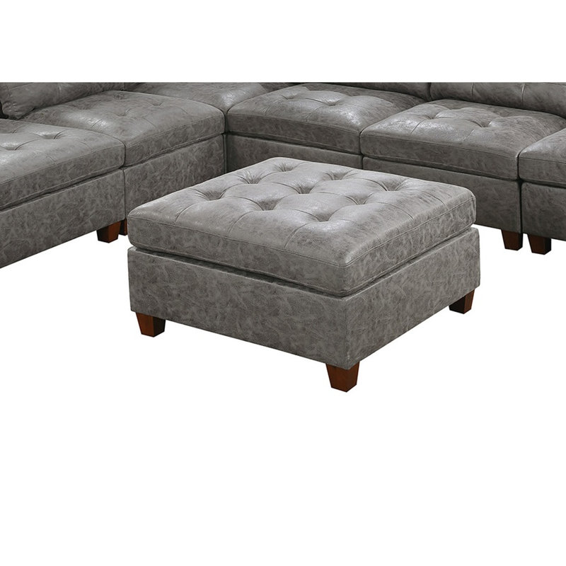 Surface moderne en gris antique, tissu respirant semblable au cuir, pieds en bois de style contemporain, solide pour la pièce