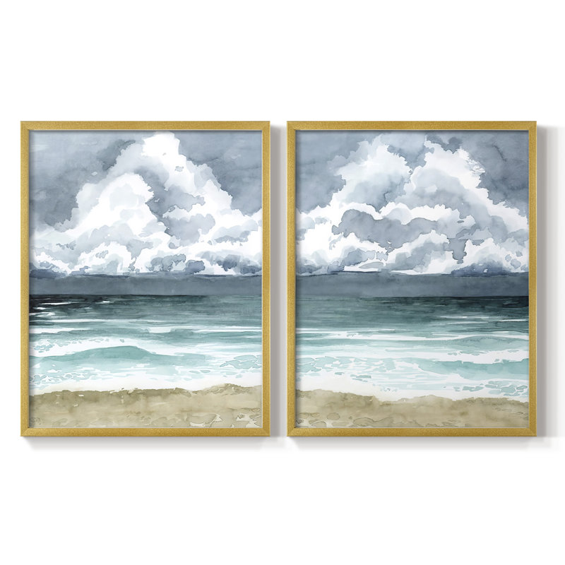 Impression encadrée South Beach Storm I-Premium - prête à être accrochée - aucun clou requis - aucun clou requis, Doré