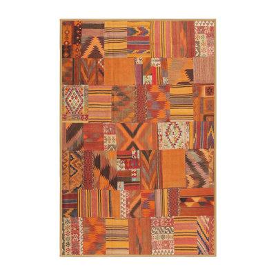 Tapis de zone orange/brun contemporain Dunlevy