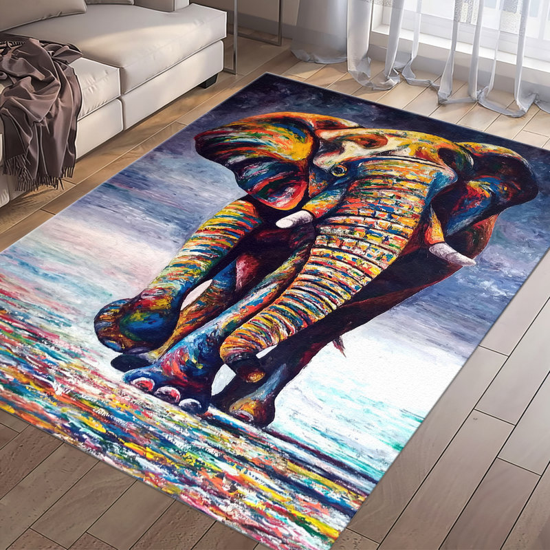 Stylish Abstract Art Soft Pile Printed Rug Ideal for Enhancing Living Room or Bedroom Decor, Rectangle 3'3" x 4'11"