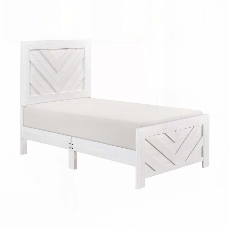 Wooden Platform Bed, Twin, White