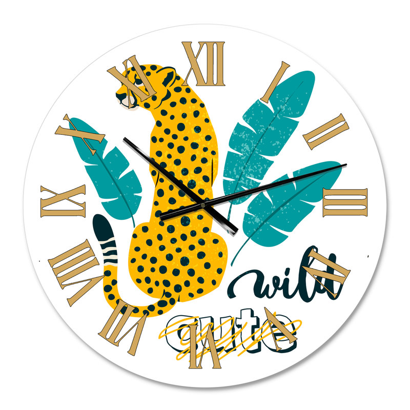 Illustration mignonne sauvage de léopard - horloge murale moderne, Petit