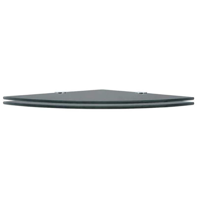 Ensemble de 2 tablettes murales de coin en verre trempé noir avec supports chromés capacité de 9,8 po x 9,8 po et 33,1 lb